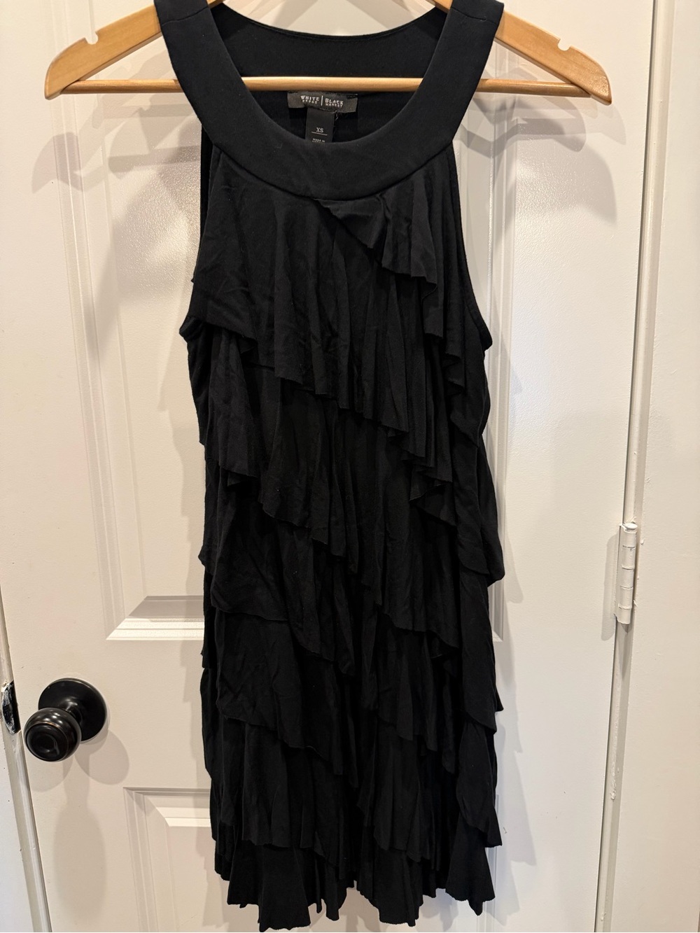 White House Black Market Black Tiered Ruffle Mini Dress